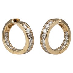 2 Carat Diamond Inside-Out Hoop Earrings in 14k Yellow Gold