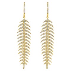 2 Carat Diamond Leaf-Fishbone Drop Flexible Earring