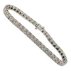 White Gold Diamond Line Bracelet with Squared Milgrain Detail
