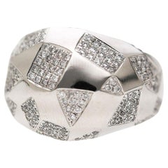 2 Carat Diamond Pave Geometric Bombé Dome 18k White Gold Ring