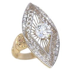 2 Carat Diamond Russian Platinum Yellow Gold Ring Certificate, 1900