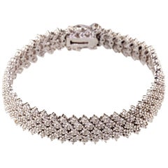 2 Carat Diamond Silver Plaque Articulating Bracelet in Sterling Silver