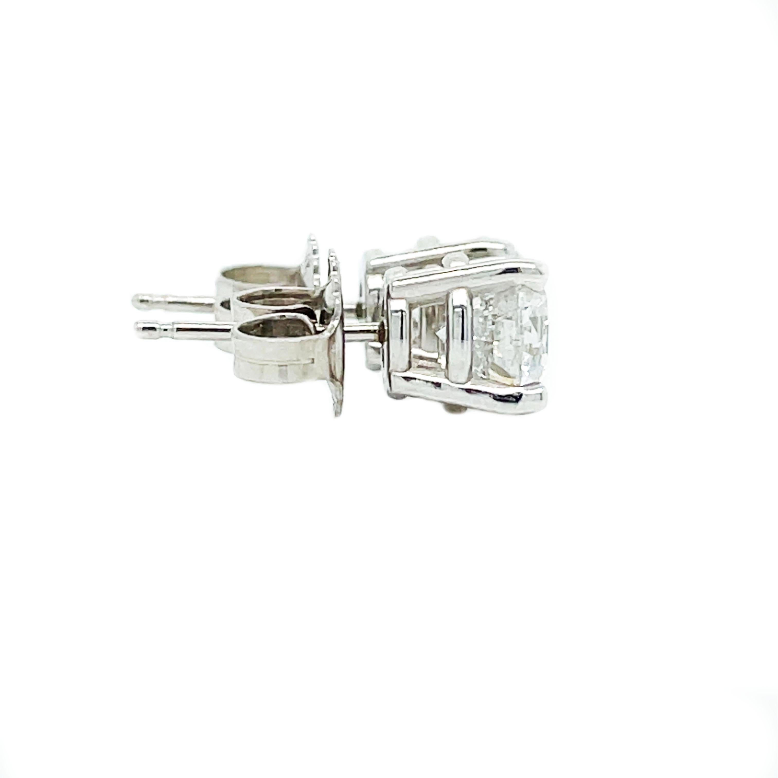 2+ Carat Diamond Stud Earrings in 14K White Gold 6