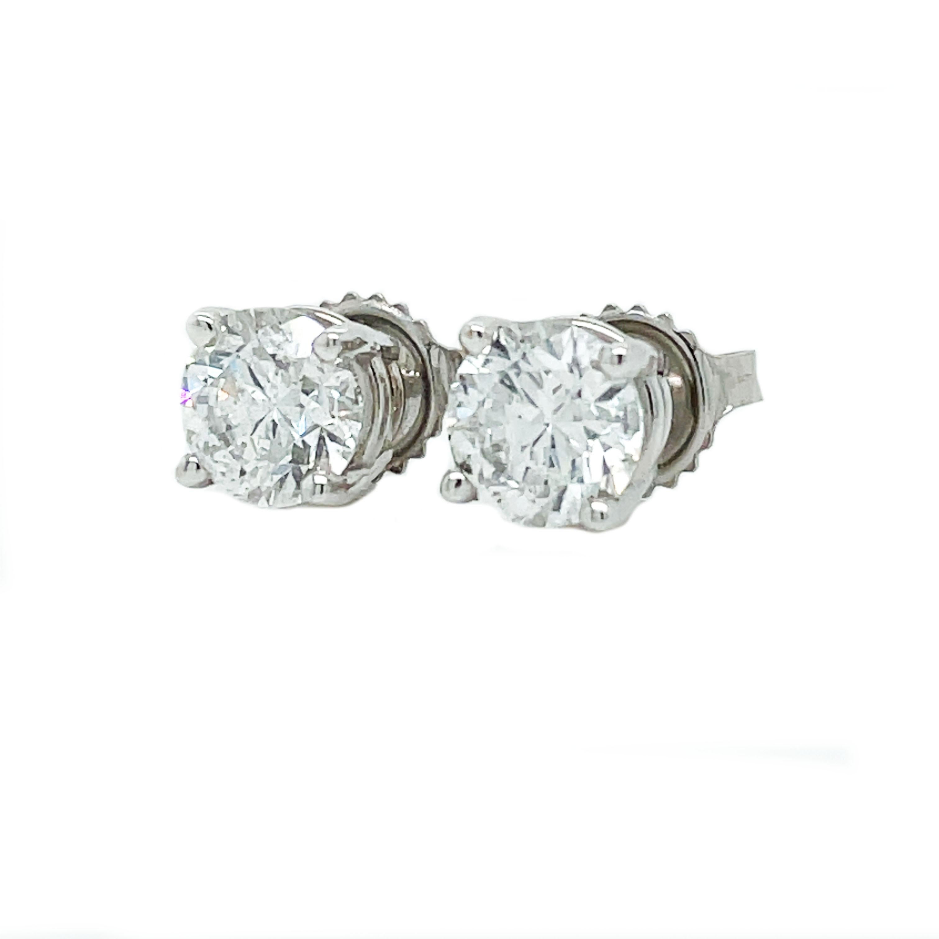 2+ Carat Diamond Stud Earrings in 14K White Gold In Excellent Condition In Lexington, KY