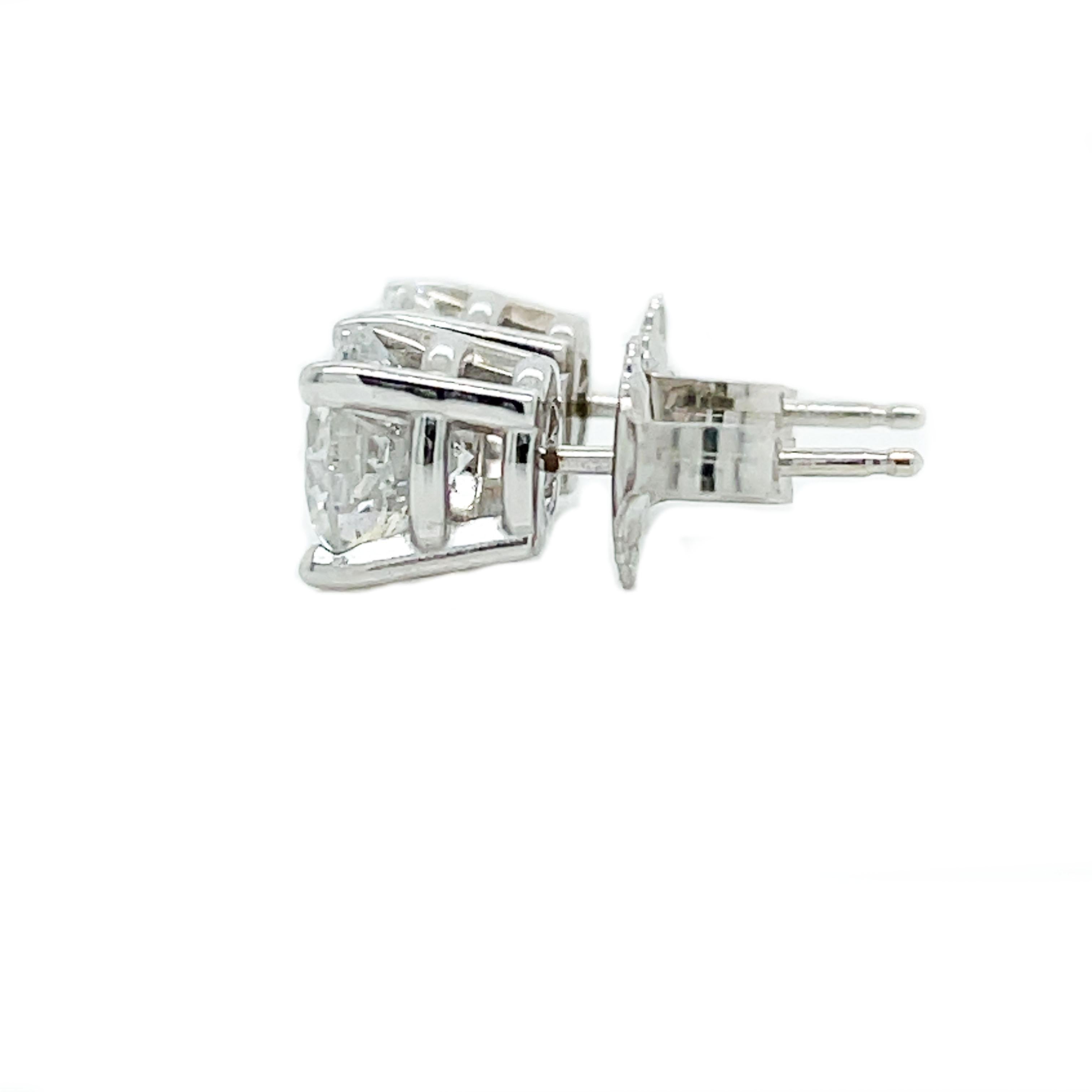 2+ Carat Diamond Stud Earrings in 14K White Gold 2