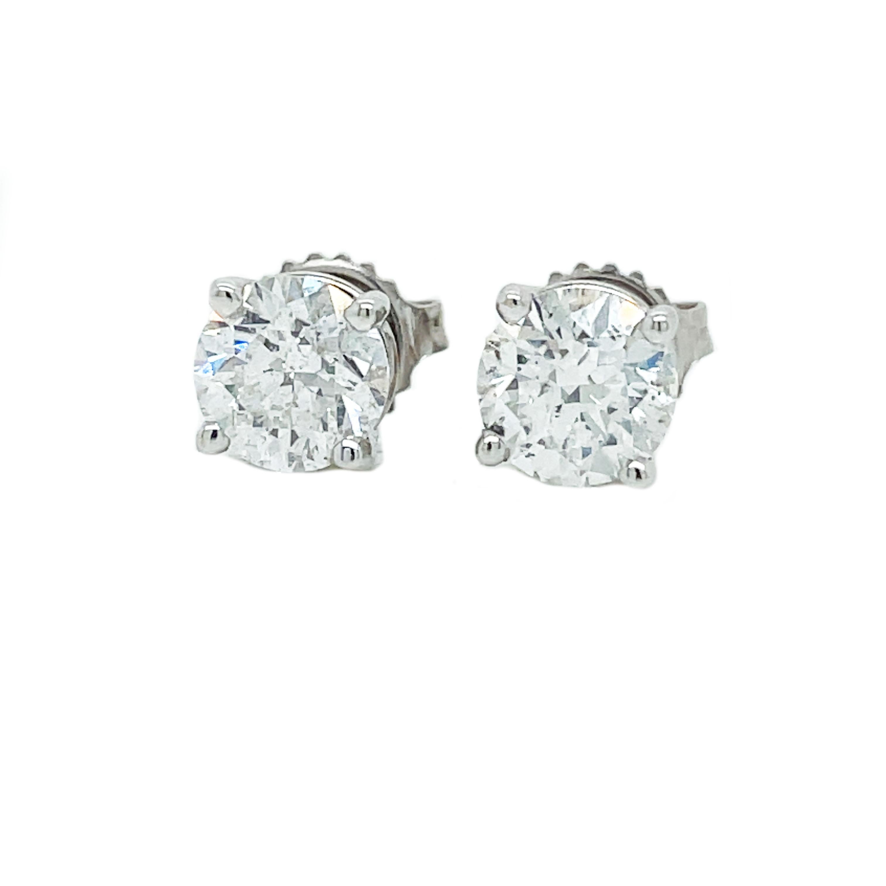 2+ Carat Diamond Stud Earrings in 14K White Gold 4