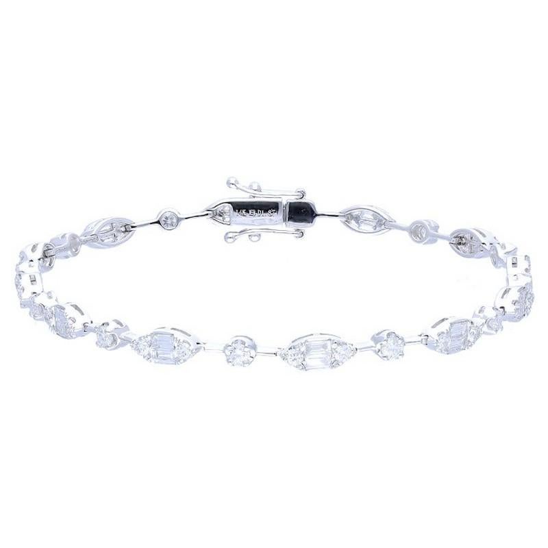 Moderne Bracelet de tennis Timeless en or blanc 14 carats et diamants de 2 carats en vente