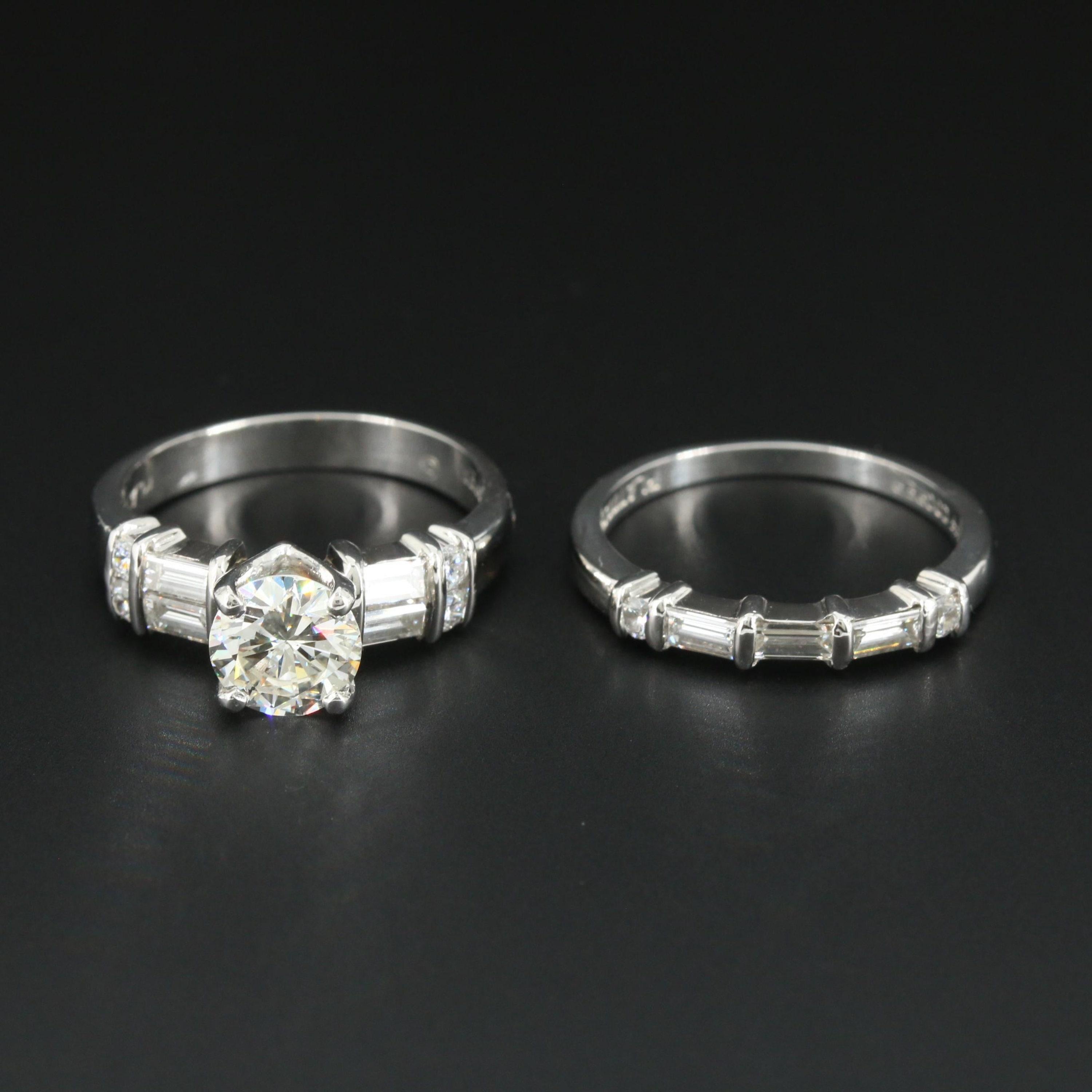 For Sale:  Certified 3.3 CT Diamond Art Deco Style Bridal Ring Set Diamond Engagement Ring 2