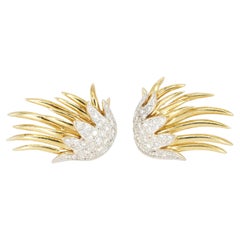 2 Carat Diamonds 18K Yellow Gold Clip-On Earrings