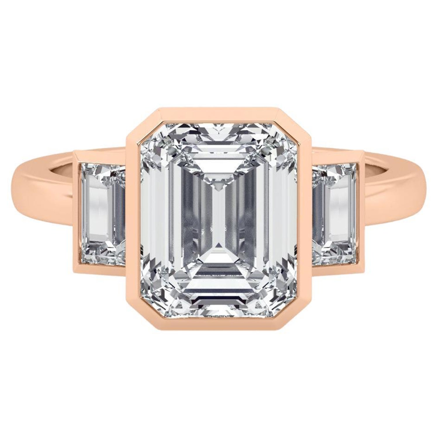 2 Carat Emerald Cut Diamond Bezel Set Engagement Ring For Sale at 1stDibs |  different cut diamonds, emerald bezel engagement ring, emerald bezel ring