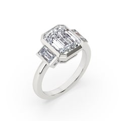 2 Carat Emerald Cut Diamond Bezel Set Engagement Ring