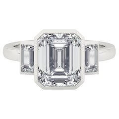 2 Carat Emerald Cut Diamond Bezel Set Engagement Ring