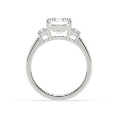 2 Carat Emerald Cut Diamond Bezel Set Engagement Ring Platinum