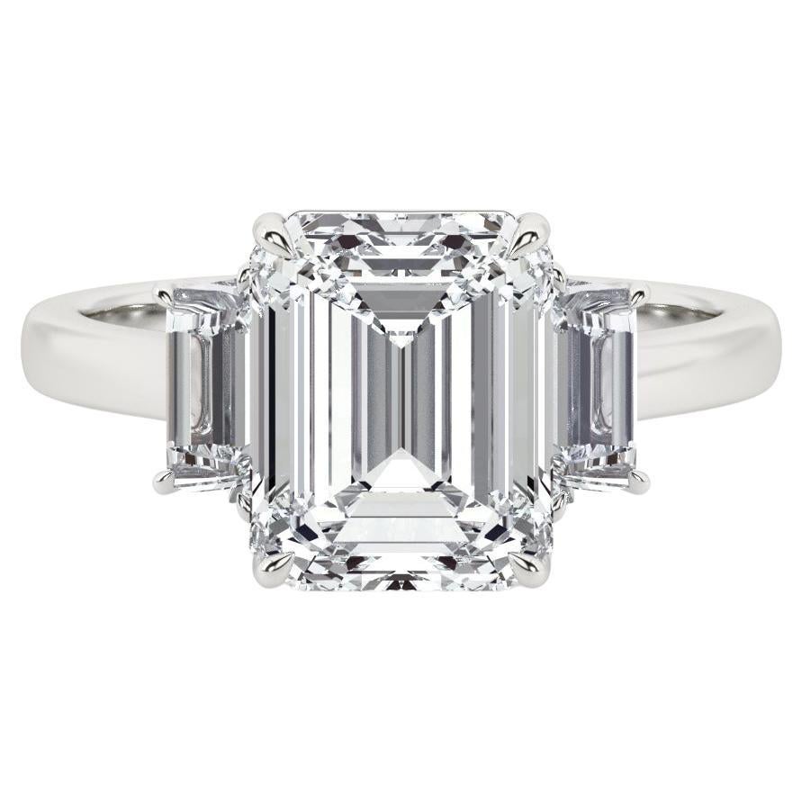 2 Carat Emerald Cut Diamond Bezel Set Engagement Ring Platinum