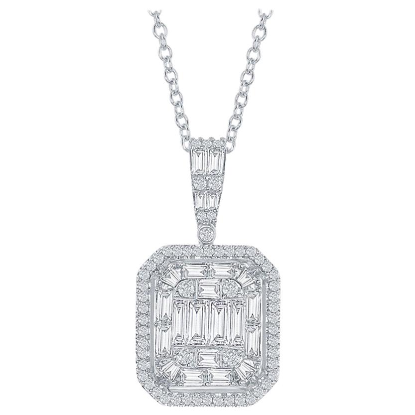Pendentif diamant taille émeraude 2 carats en vente