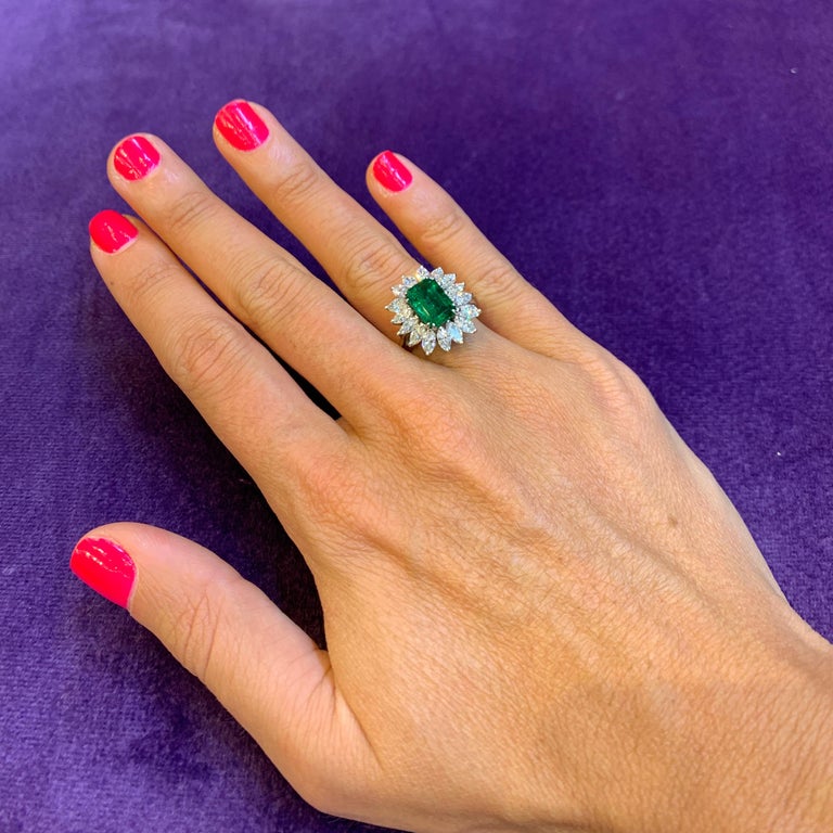 2 Carat Emerald Cut Emerald and Diamond Ring For Sale at 1stDibs