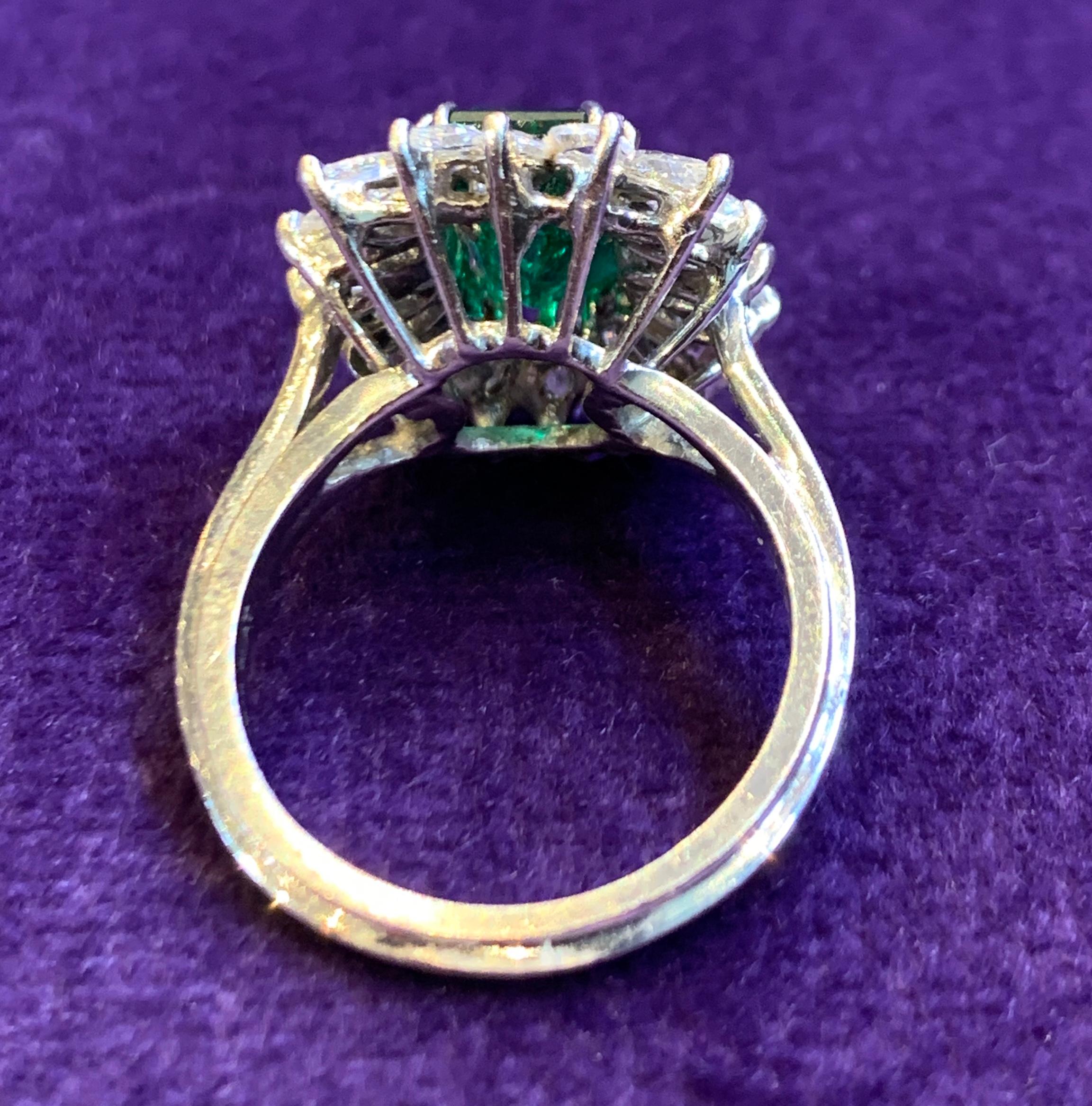 Women's 2 Carat Emerald Cut Emerald & Diamond Ring For Sale