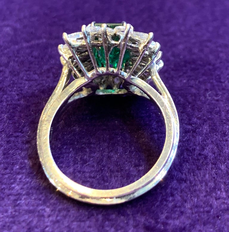 2 Carat Emerald Cut Emerald and Diamond Ring For Sale at 1stDibs