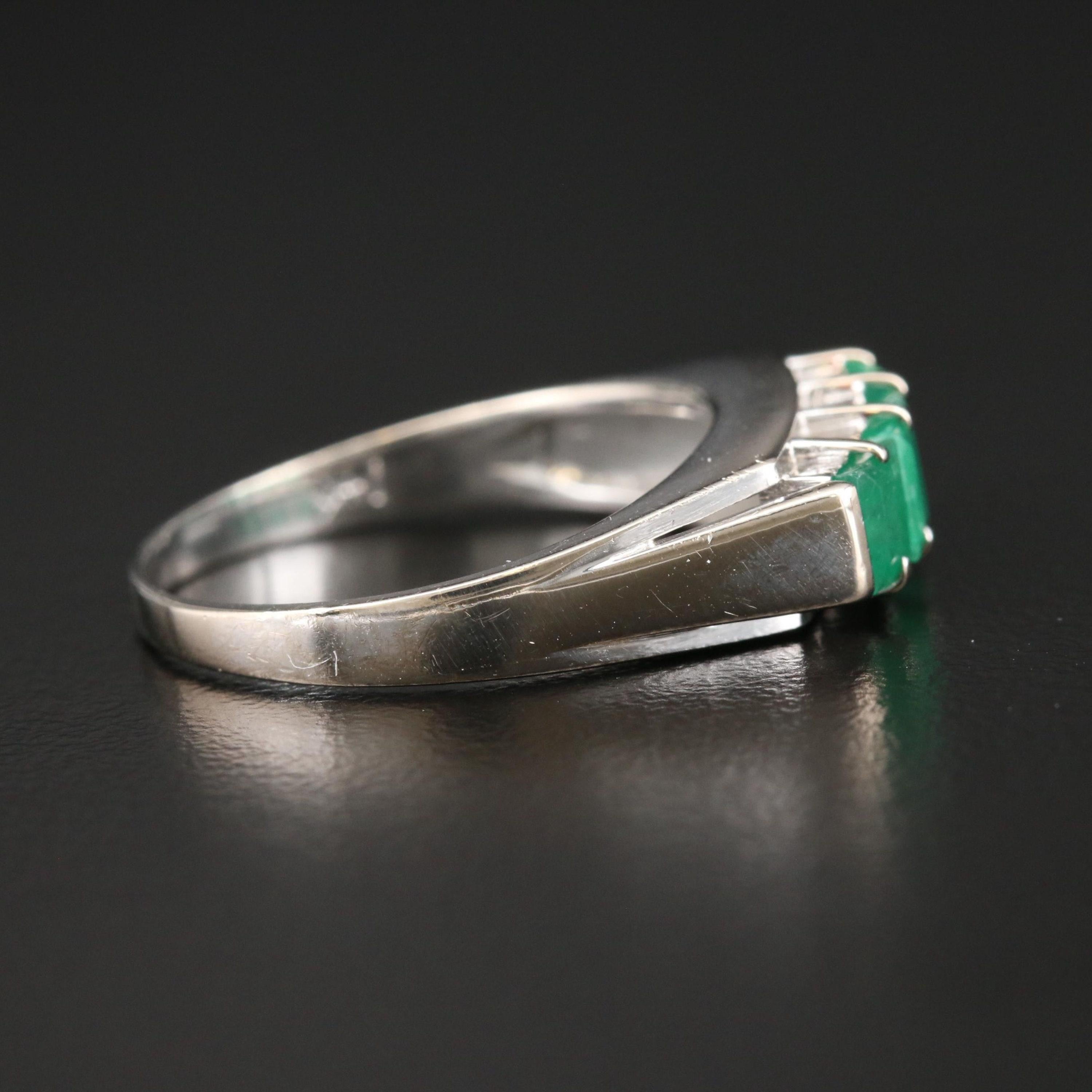 For Sale:  Art Deco Emerald Cut Emerald Men's Wedding Band, Minimalist Emerald Band Rings 5