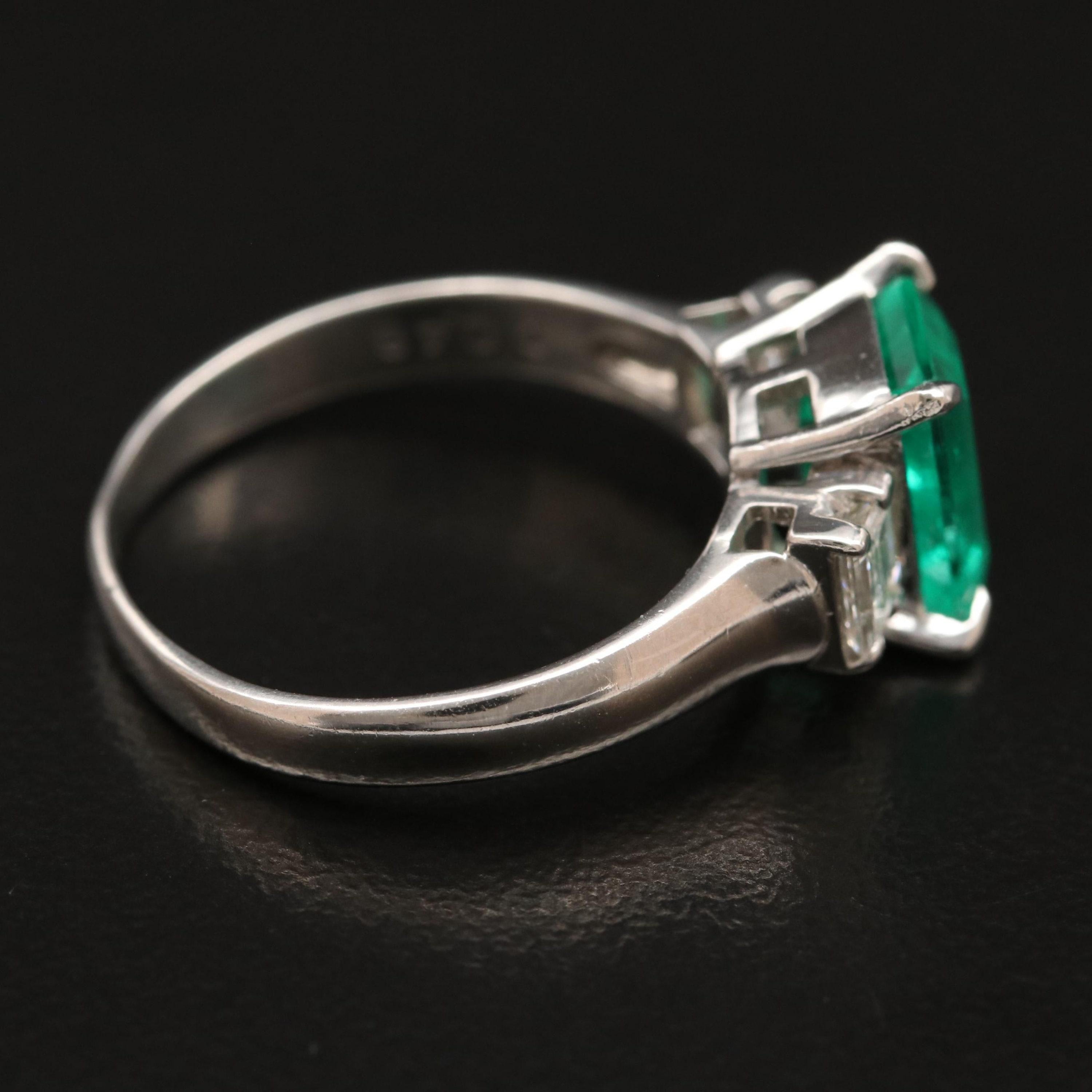For Sale:  Certified 2 CT Untreated Natural Emerald Diamond Engagement Ring in 18K Gold 2