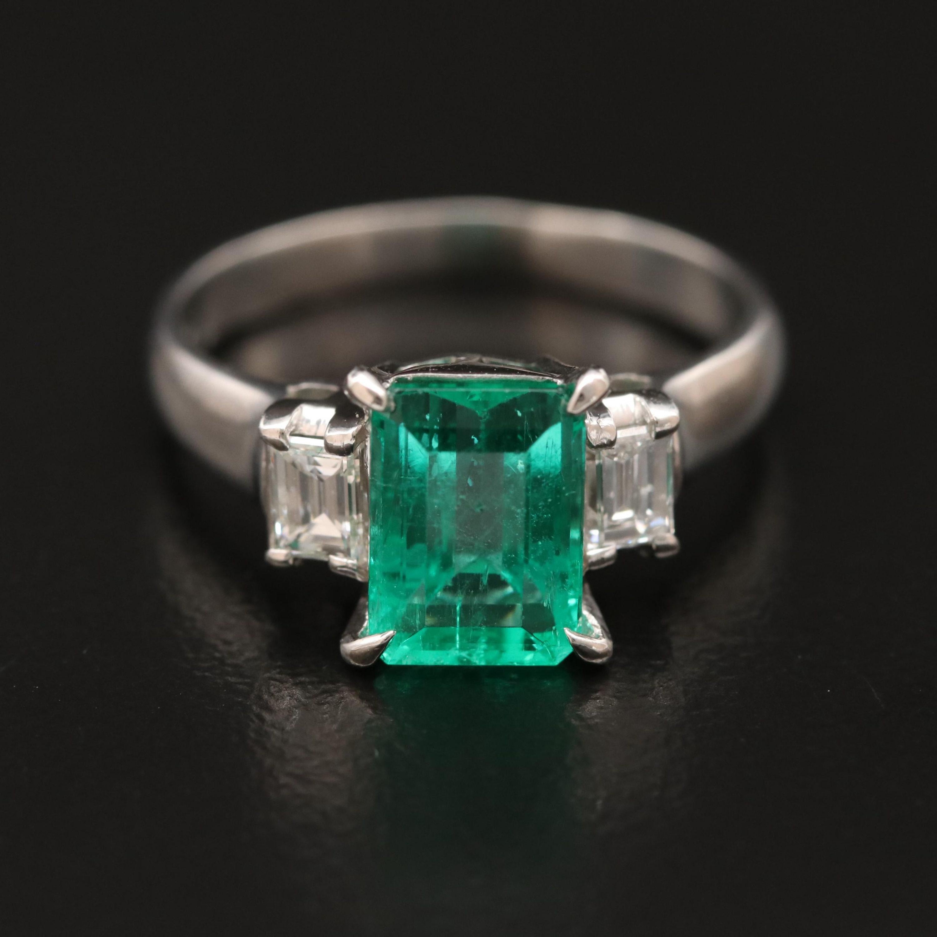 For Sale:  Certified 2 CT Untreated Natural Emerald Diamond Engagement Ring in 18K Gold 5