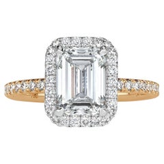 Bague à diamant émeraude 2 carats en or blanc 14K Effortless Elegance
