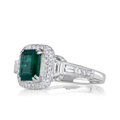 2 Carat Emerald Diamond Ring 14K White Gold Everyday Royalty