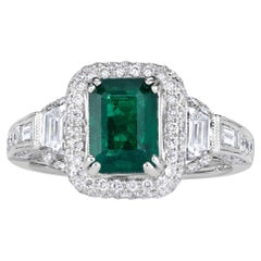 2 Carat Emerald Diamond Ring 14K White Gold Everyday Royalty