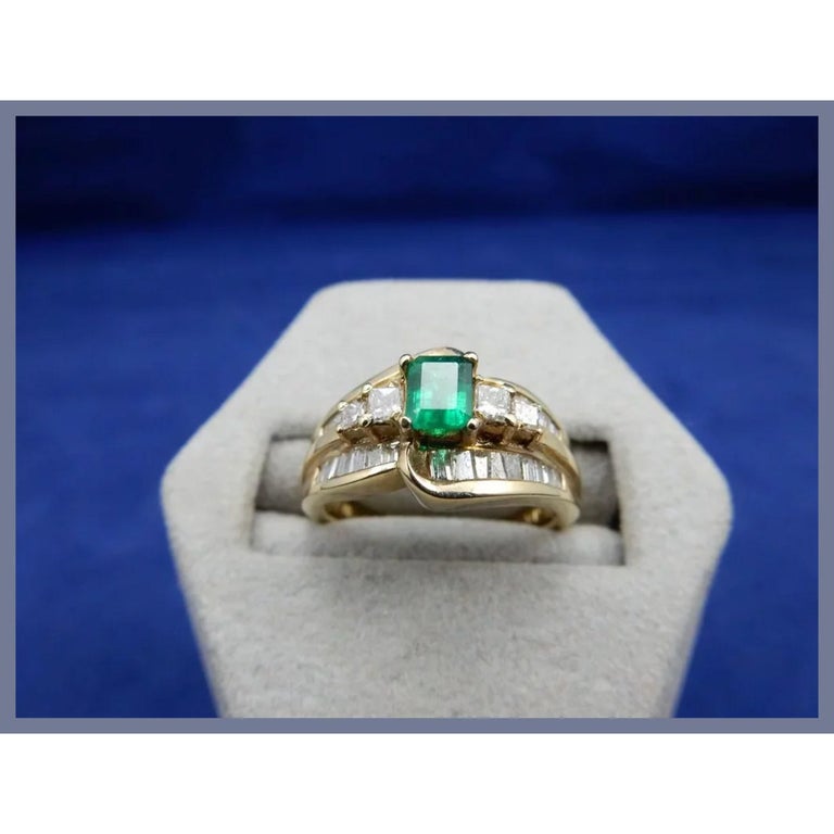 Customizable 2 Carat Emerald Diamond Wedding Band Vintage Emerald Half