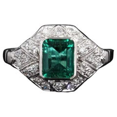 2 Carat Emerald Diamond Wedding Ring Vintage White Gold Diamond Engagement Ring