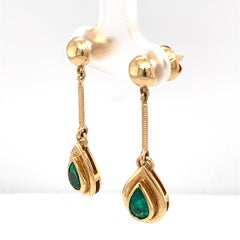 2 Carat Emerald Drop Earrings in 18 Karat Yellow Gold