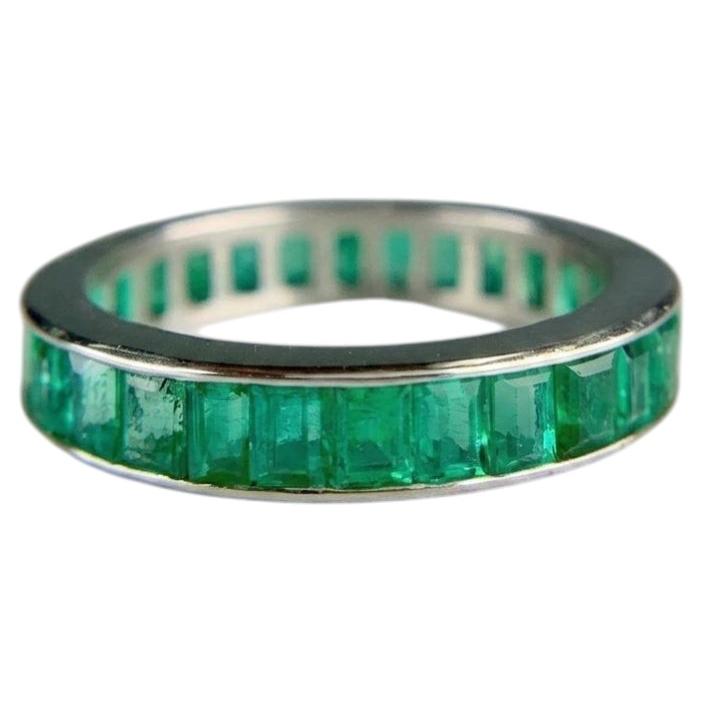 2 Carat Emerald Eternity Band Ring in Platinum For Sale