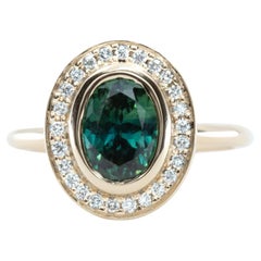 18K Gold 2 CT Natural Emerald and Diamond Antique Art Deco Style Engagement Ring