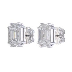 10 carat face up emerald cut piecut diamond ear studs