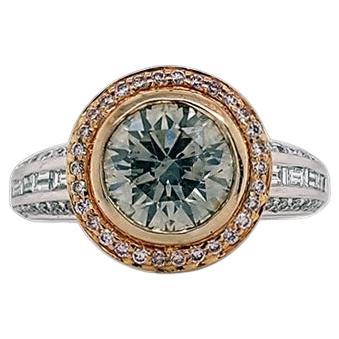2 Carat Fancy Gray-Yellowish Green Diamond, Engagement Ring, 18K Gold GIA Cert.