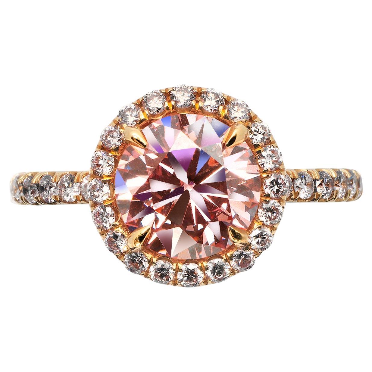 2 Carat Fancy Intense Diamond Engagement Ring GIA Certified FIOP VVS1