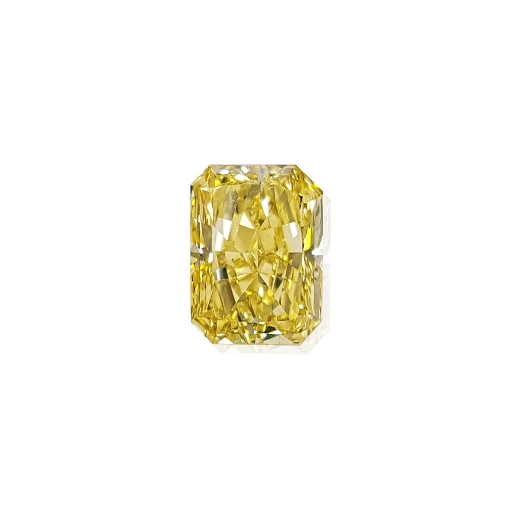 Bague en diamant radiant de 2 carats de couleur jaune intense, GIA  Platine et or rose 18 carats Pour femmes en vente