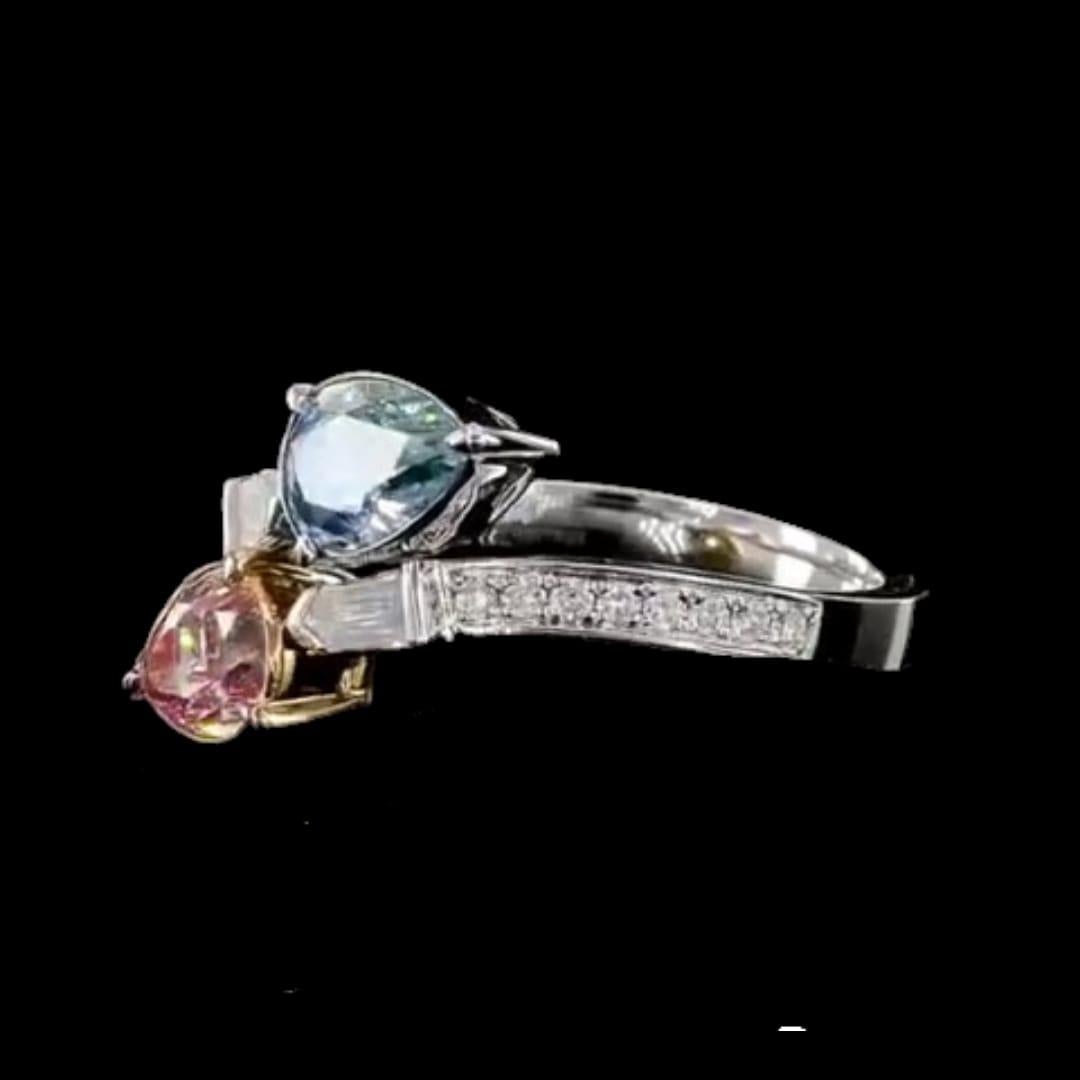2 Carat Fancy Pink & Blue Diamond Cocktail Ring AGL Certified In New Condition For Sale In Kowloon, HK