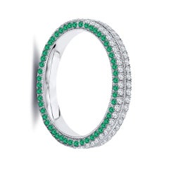 2 Carat Four Row Diamond & Natural Green Emerald Eternity Band