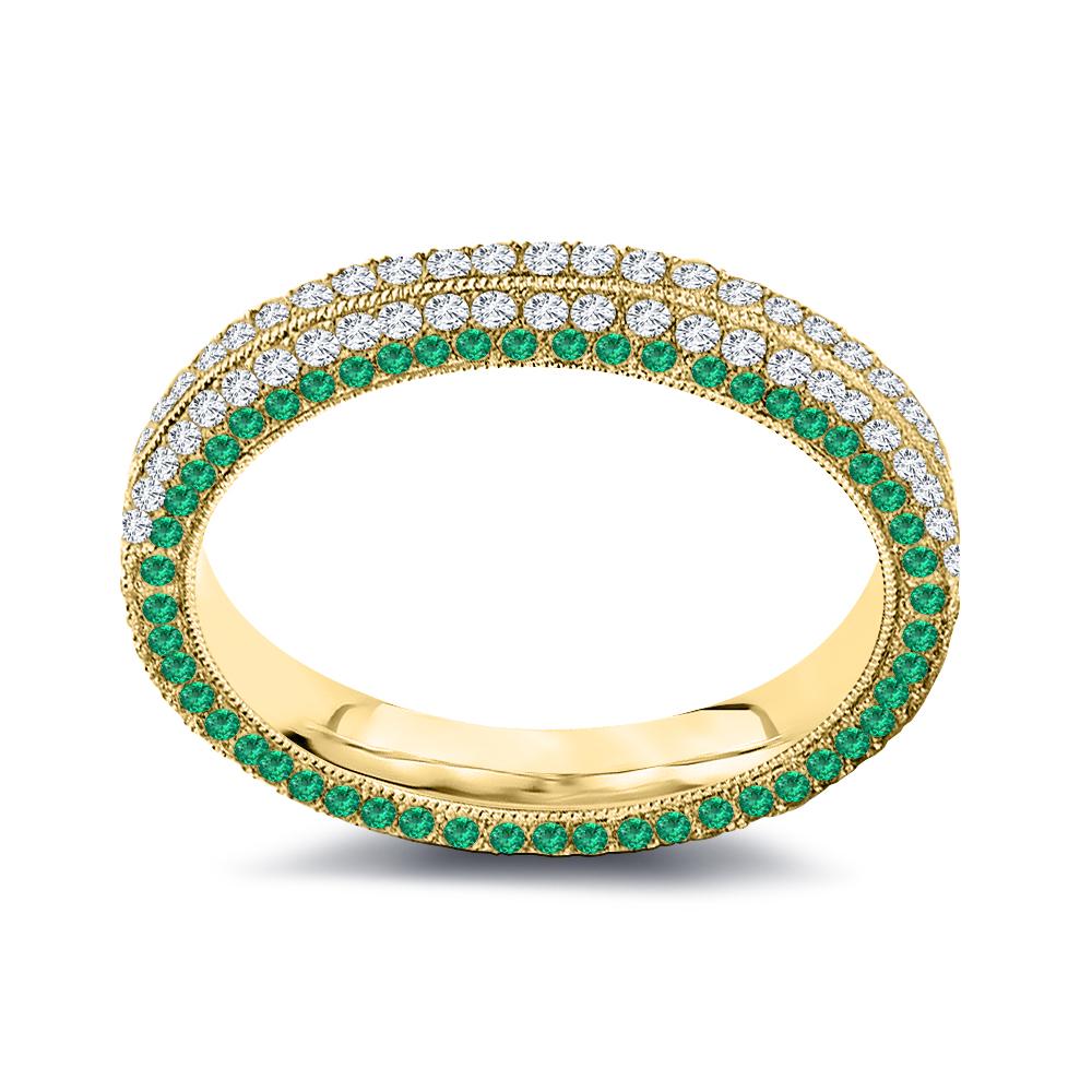 For Sale:  2 Carat Four Row Diamond & Natural Green Emerald Eternity Band 3