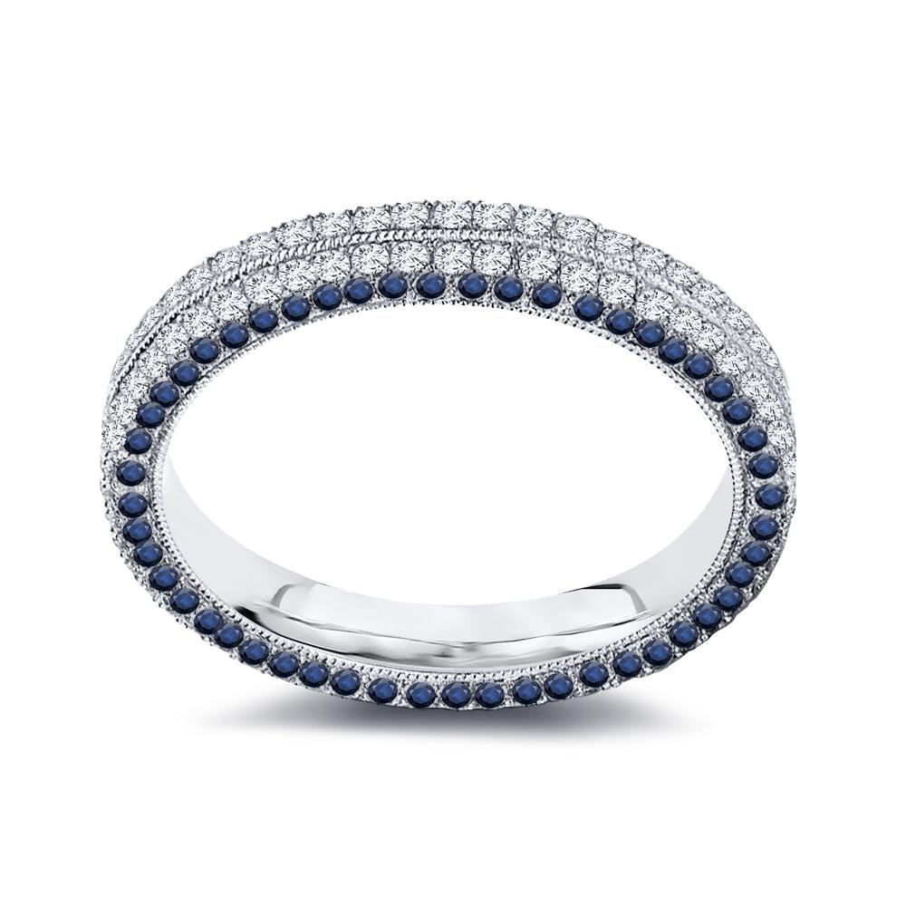 Im Angebot: 2 Karat Eternity-Ring, vierreihiger natürlicher Saphir und Diamant () 2