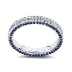 2 Carat Four Row Natural Sapphire and Diamond Eternity Band