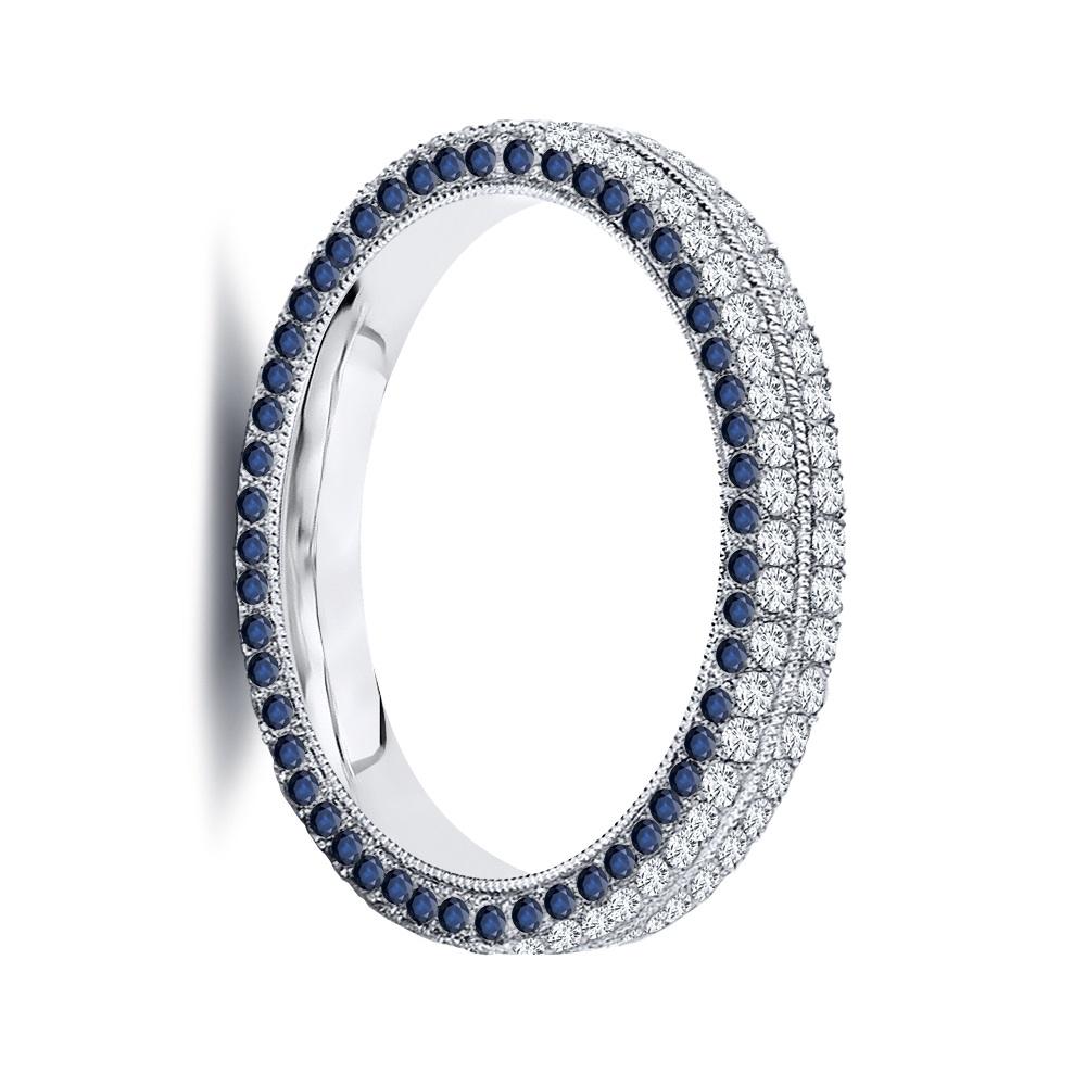 For Sale:  2 Carat Four Row Natural Sapphire and Diamond Eternity Band 3