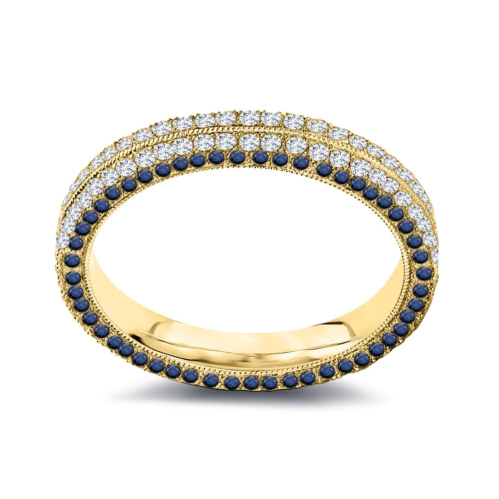 Im Angebot: 2 Karat Eternity-Ring, vierreihiger natürlicher Saphir und Diamant () 4