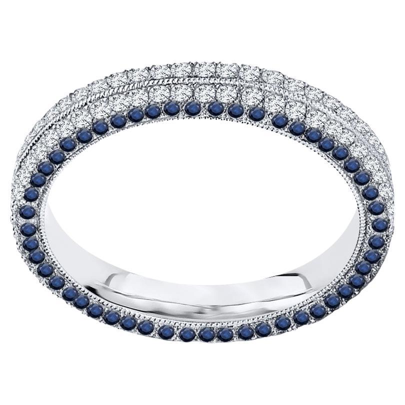 For Sale:  2 Carat Four Row Natural Sapphire and Diamond Eternity Band