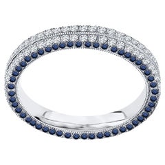2 Carat Four Row Natural Sapphire and Diamond Eternity Band