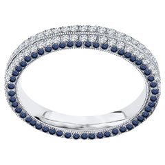 2 Karat Eternity-Ring, vierreihiger natürlicher Saphir und Diamant