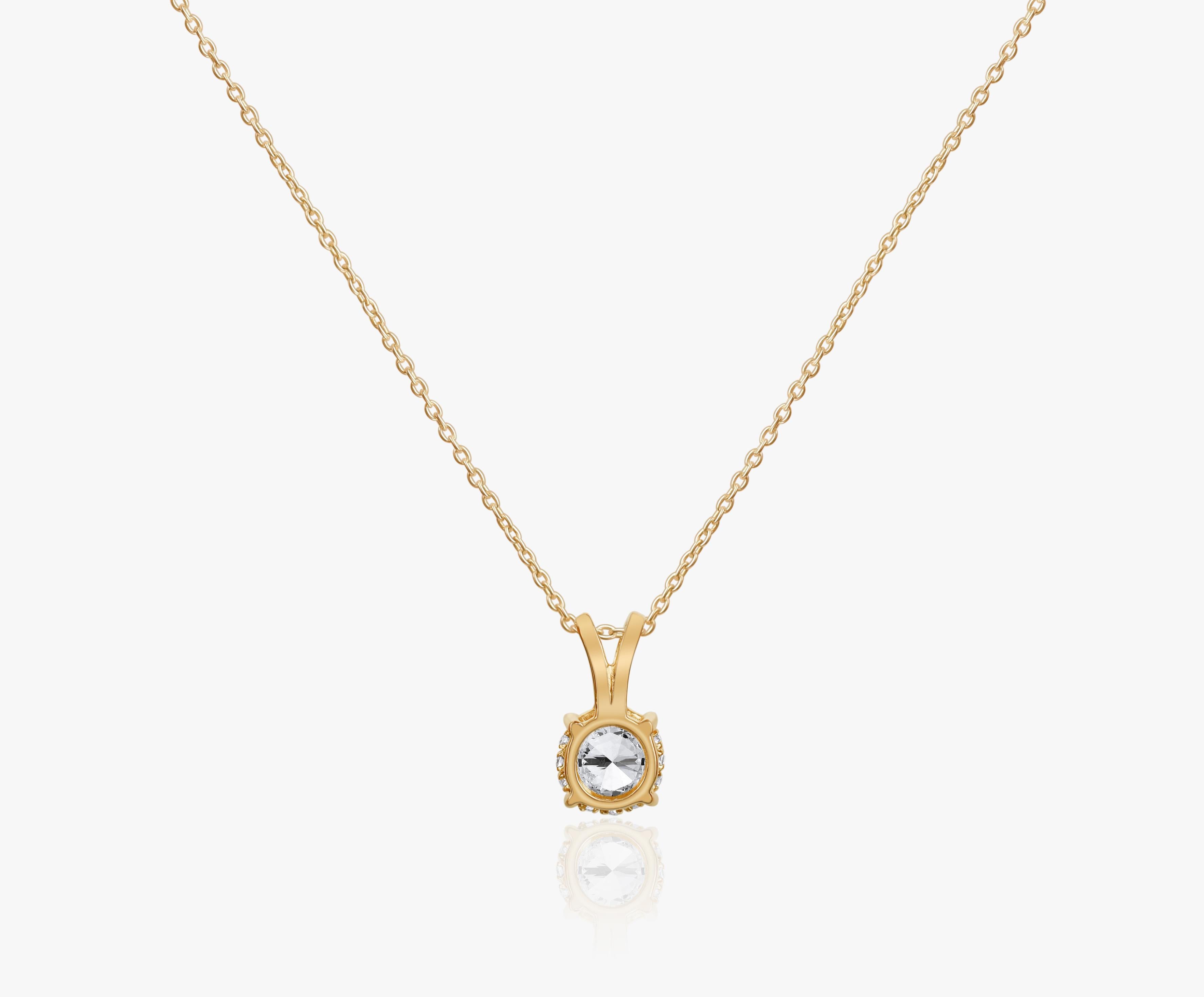 Oval Cut GIA Report Certified 2 Carat G VS Round Cut Diamond Hidden Halo Pendant Necklace For Sale