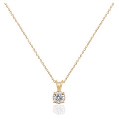 GIA Certified 2ct Round-Cut Diamond Pendant in 18K Yellow Gold with Hidden Halo