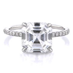 2 Carat GIA Asscher Cut Diamond Engagement Platinum 950 Ring